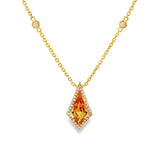 18K Yellow Gold Citrine and Diamond Contemporary Necklace