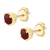14K Yellow Gold Garnets Stud Earrings