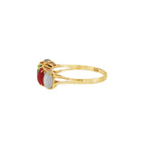 JT ESTATE 14K Yellow Gold Multicolored Oval Jade Five Stone Band