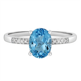 December Birthstone Rings: 14K White Gold Diamond And Swiss Blue Topaz Ring