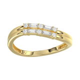 10K Yellow And White Gold Curved Natural Diamonds Ring