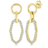 10K Yellow Gold Octangonal Dangle Natural Diamonds Earrings