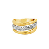 14K Yellow And White Gold Contemporary Natural Diamonds Ring