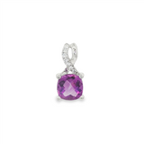 14K White Gold Amethyst Drop Pendant