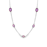 Sterling Silver Amethysts Station Necklace
