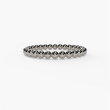 14K White Gold Beaded Bubble Stackable Wedding Band Ring