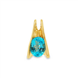 JT ESTATE 14K Yellow Gold Blue Topaz Drop Pendant