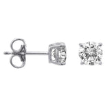 14K White Gold 0.75 CTW Round Natural Diamonds Stud Earrings