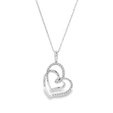 14K White Gold Natural Diamond Inlocking Heart Pendant