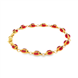 JT ESTATE 10K Yellow Gold Ladybug Link Bracelet