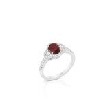 Platinum And 18K Yellow Gold Oval Ruby Halo Ring
