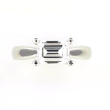 14K White Gold East West Emerald Cut Center Solitaire Ring