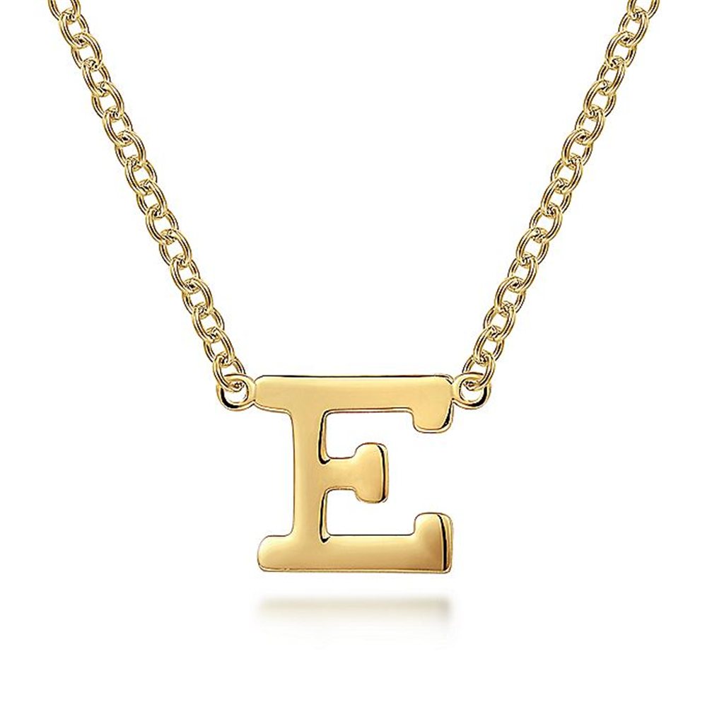 14K Yellow Gold E Initial Necklace