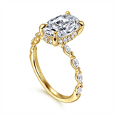 14K Yellow Gold 'Adeena' Modern Oval Natural Diamonds Engagement Ring