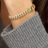 18K Yellow Gold Overlay 'Julian' Cubic Zirconia Cuban Bracelet