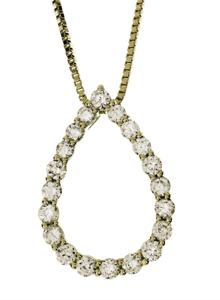 14K Yellow Gold Diamond Pear Pendant Necklace
