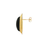 JT ESTATE  14K Yellow Gold Onyx Earrings With Shallow Tier Detail
