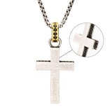 Sterling Silver Black Spinel Side Gem Cross Pendant