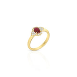 18K Yellow Gold Oval Ruby Halo Ring