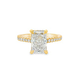 14K Yellow Gold 2.57Ct Radiant Lab Grown Diamonds Hidden Halo Engagement Ring