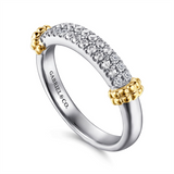 Sterling Silver And 14K Yellow Gold White Sapphire Stackable Ring