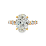 14K Yellow Gold 3.02Ct Oval Lab Grown Diamonds Hidden Halo Engagement Ring