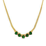 JT ESTATE 14K Yellow Gold Emerald And Diamond Fancy Link Necklace