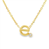 14K Yellow Gold 'E' Initial Diamond Necklace with a .02ct natural diamond