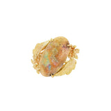JT ESTATE 14K Yellow Gold Cabochon Opal Flower Ring