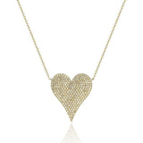 14K Yellow Gold Natural Diamonds Heart Necklace