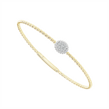 Titanium And 14K Yellow And White Gold Natural Diamonds Flexie Bracelet