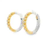 14K Yellow And White Gold Reversible 15Mm Round Huggie Lab Grown Diamonds Hoop Earrings