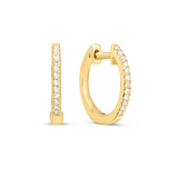 14K Yellow Gold Diamond Huggie Earrings