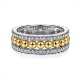 14K White And Yellow Gold Bujukan Wide Band Diamond Ring