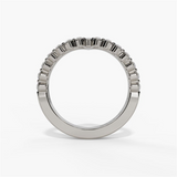 14K White Gold Curved Natural Diamonds Band