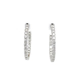 14K White Gold Inside Out Diamond Hoops