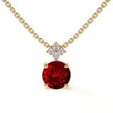 14K Yellow Gold Ruby And Diamond Drop Pendant