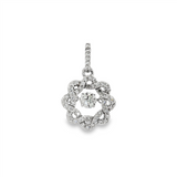 JT ESTATE 14K White Gold Natural Diamond Twisting  Circle Pendant