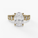 14K Yellow Gold Classic Oval Natural Diamonds Engagement Ring