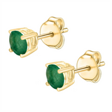14K Yellow Gold Emeralds Stud Earrings