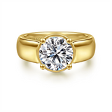 14K Yellow Gold 'Elza' Wide Band Round Diamond Engagement Ring