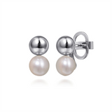 Sterling Silver Pearl Bujukan Drop Earrings