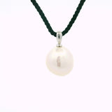 Pearl Drop Pendant Black Cord Silver Clasp