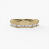 14K Yellow Gold Wide Natural Diamonds Band