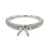14K White Gold Classic Round Natural Diamonds Engagement Ring