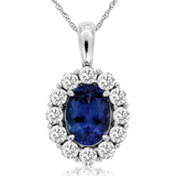 14K White Gold Tanzanite Halo Pendant