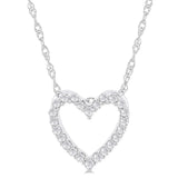 14K White Gold Natural Diamonds Heart Pendant
