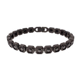 Matte Black IP Steel Octagon Link Natural Black Spinel Golf Bracelet