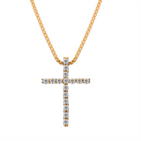 14K Yellow Gold Natural Diamonds Cross Pendant