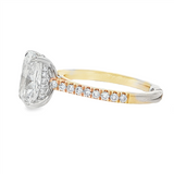 14K Yellow And White Gold 3.07Ct Cushion Lab Grown Diamonds Hidden Halo Engagement Ring